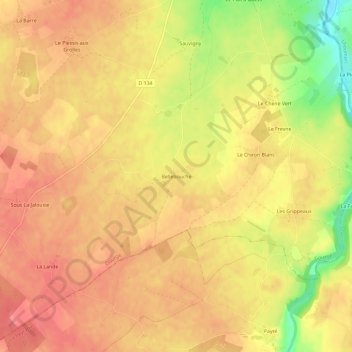Bellebouche topographic map, elevation, terrain