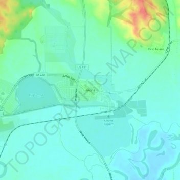 Amana topographic map, elevation, terrain