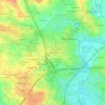 Le Champ Rabey topographic map, elevation, terrain