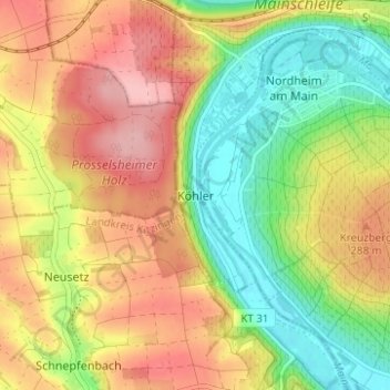 Köhler topographic map, elevation, terrain