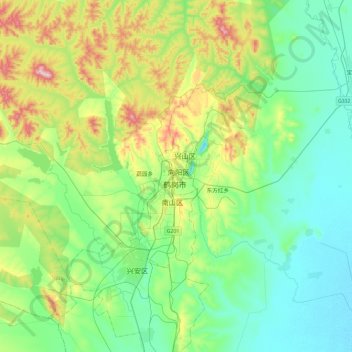 鹤岗市 topographic map, elevation, terrain