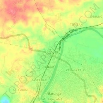 SUKAJADI topographic map, elevation, terrain