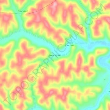 Sextons Creek topographic map, elevation, terrain