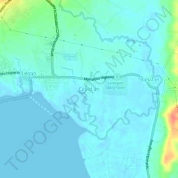 Cabid-an topographic map, elevation, terrain