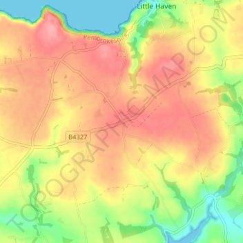 Hasguard Cross topographic map, elevation, terrain