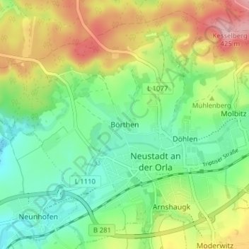 Börthen topographic map, elevation, terrain