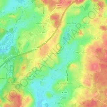 Wolferazhofen topographic map, elevation, terrain