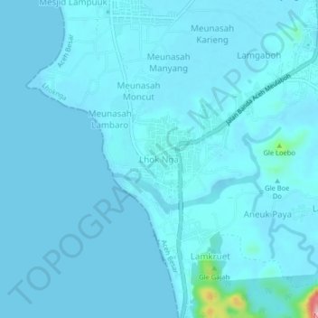 Lhok Nga topographic map, elevation, terrain