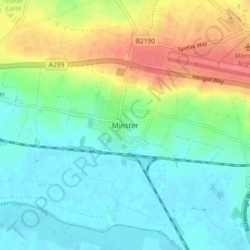 Minster topographic map, elevation, terrain
