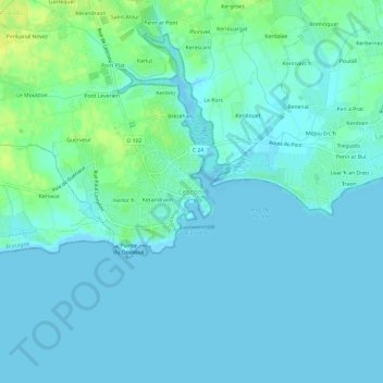 Lesconil topographic map, elevation, terrain