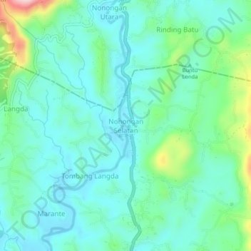 Nonongan Selatan topographic map, elevation, terrain