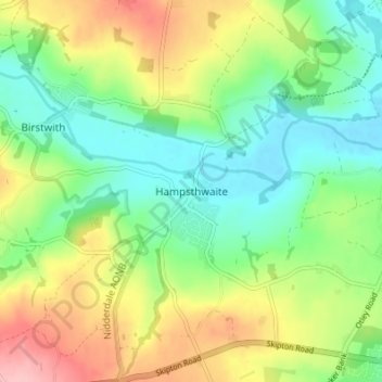 Hampsthwaite topographic map, elevation, terrain