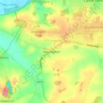 Isley Walton topographic map, elevation, terrain