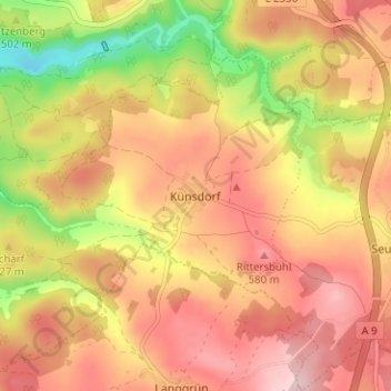 Künsdorf topographic map, elevation, terrain