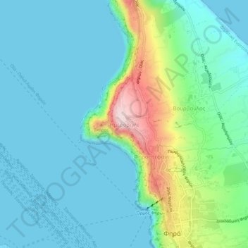 Imerovigli topographic map, elevation, terrain