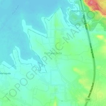 Kothwalguda topographic map, elevation, terrain
