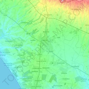 Aprilia topographic map, elevation, terrain