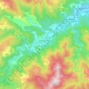 Arles-sur-Tech topographic map, elevation, terrain