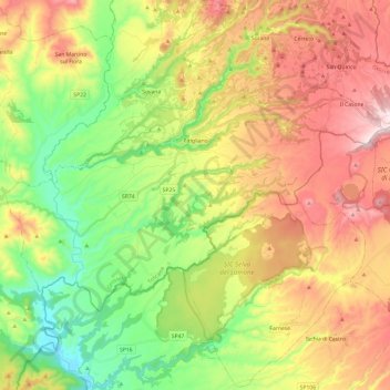 Pitigliano topographic map, elevation, terrain