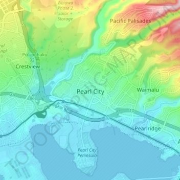 Pearl City topographic map, elevation, terrain