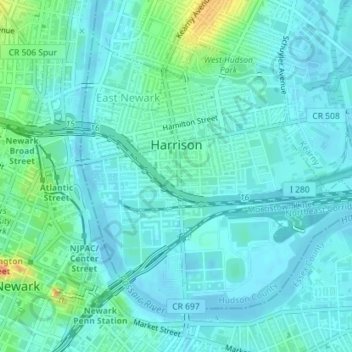 Harrison topographic map, elevation, terrain