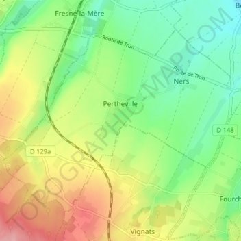 Pertheville-Ners topographic map, elevation, terrain