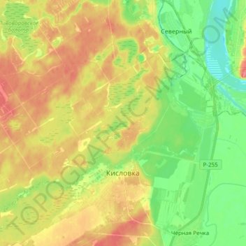 Кисловка topographic map, elevation, terrain