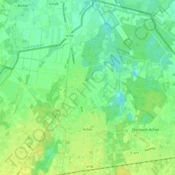 Achel topographic map, elevation, terrain