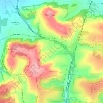 Pyecombe topographic map, elevation, terrain