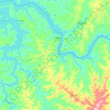 Sertaneja topographic map, elevation, terrain