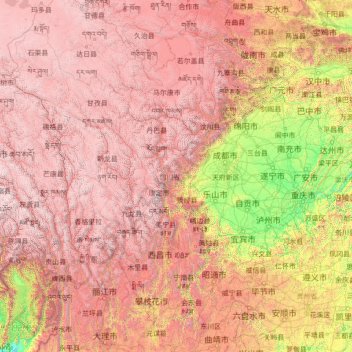 四川省 topographic map, elevation, terrain