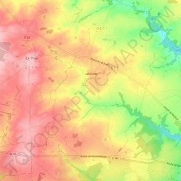 Laféline topographic map, elevation, terrain