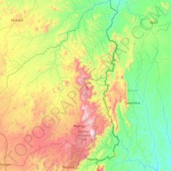 Nyanga topographic map, elevation, terrain