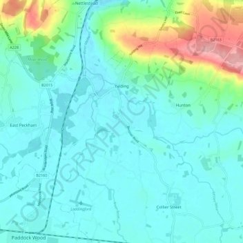 Yalding topographic map, elevation, terrain