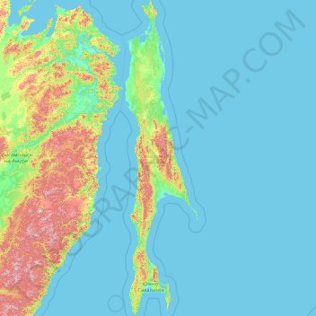 Сахалин topographic map, elevation, terrain