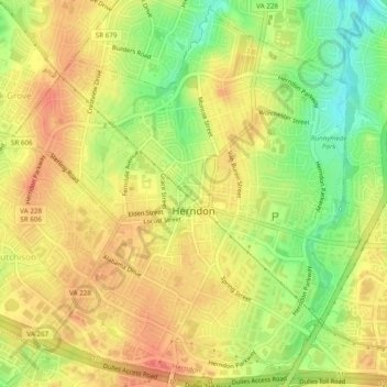 Herndon topographic map, elevation, terrain