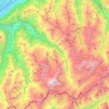 Bagnes topographic map, elevation, terrain