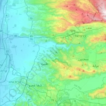 Misgav Regional Council topographic map, elevation, terrain