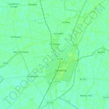 Pinchbeck CP topographic map, elevation, terrain