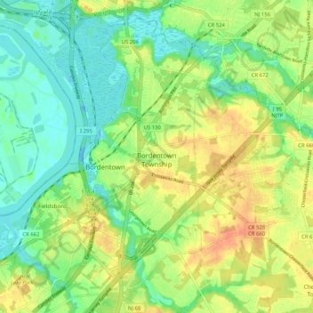 Bordentown Township topographic map, elevation, terrain