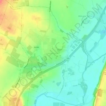 Harvington topographic map, elevation, terrain