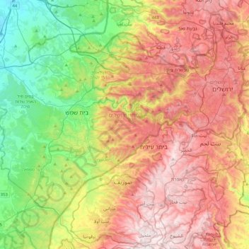 Mate Yehuda Regional Council topographic map, elevation, terrain