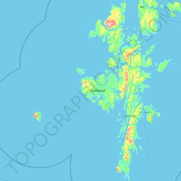Shetland topographic map, elevation, terrain