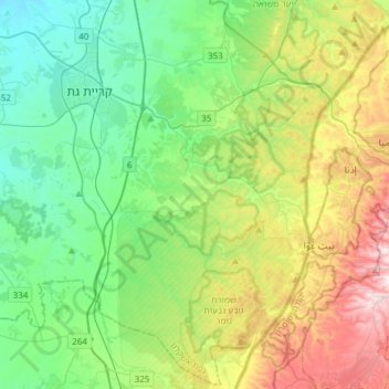 Lachish Regional Council topographic map, elevation, terrain