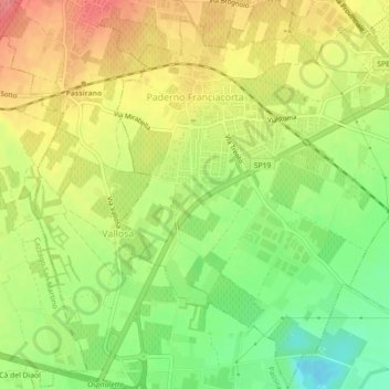 Paderno Franciacorta topographic map, elevation, terrain