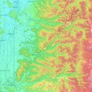 Linn County topographic map, elevation, terrain