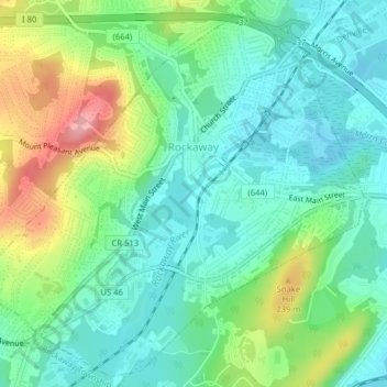 Rockaway topographic map, elevation, terrain