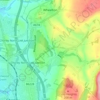 Heapey topographic map, elevation, terrain