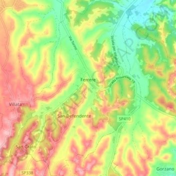 Ferrere topographic map, elevation, terrain