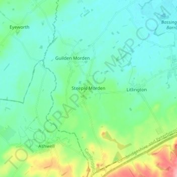 Steeple Morden topographic map, elevation, terrain